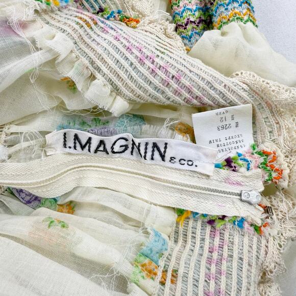 I.Magnin Women's Vintage 70's Floral Peasant Smocked Maxi Dress Size 12 - Picture 4 of 16